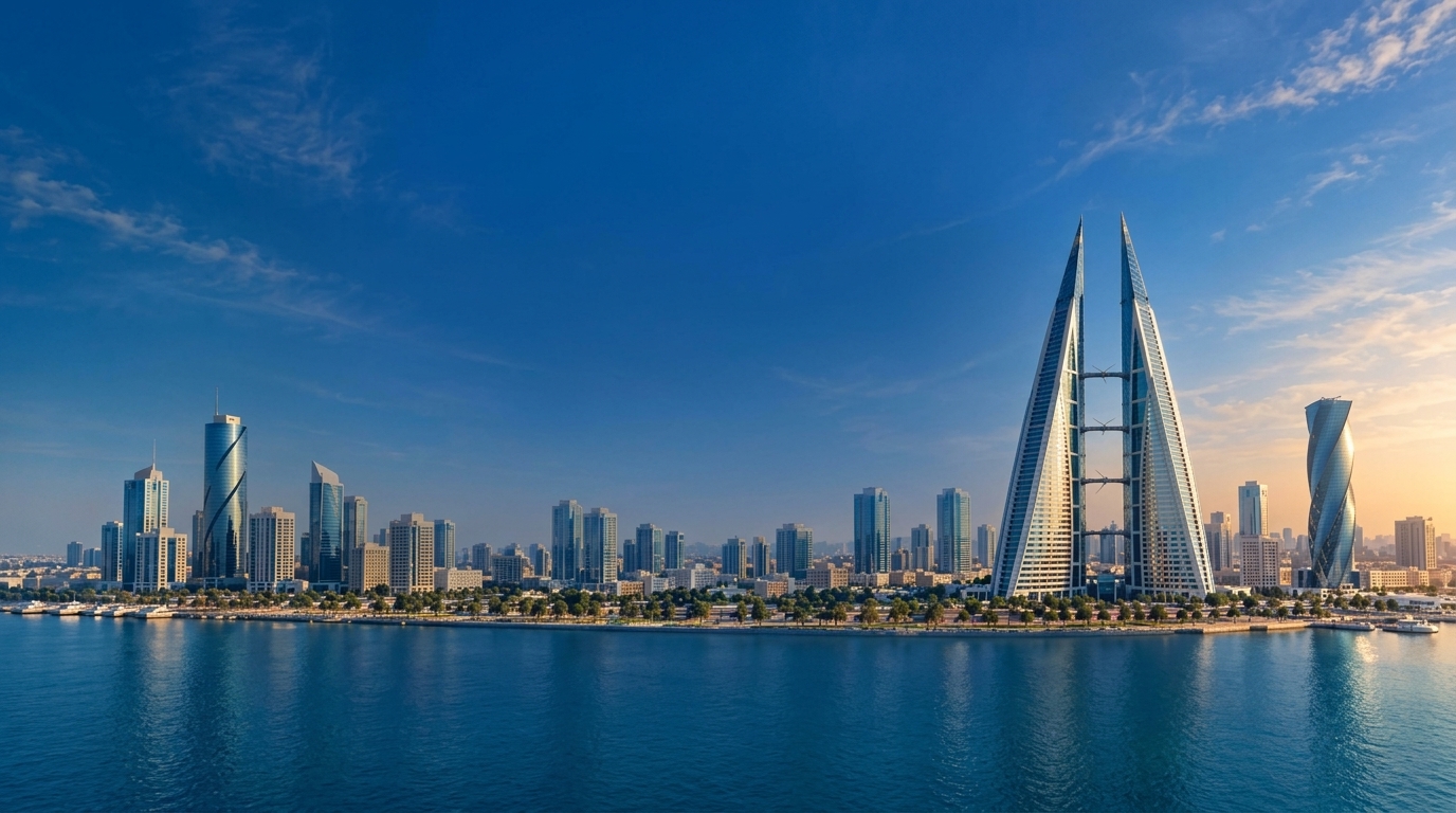 Bahrain skyline of Manama in bright daylight